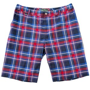 L-RL Lauren Active Ralph Lauren red & blue plaid madras Bermuda shorts. Sz. 14